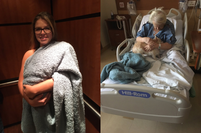 入院している祖母のために病院に内緒で愛犬を持ち込んだ女性。その後、奇跡的な回復を遂げる。