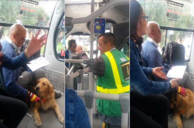 介助犬とバスに乗車した男性。運転手が「犬をバス停に置いていけ！」と言い放つと、乗車していた乗客が猛抗議！